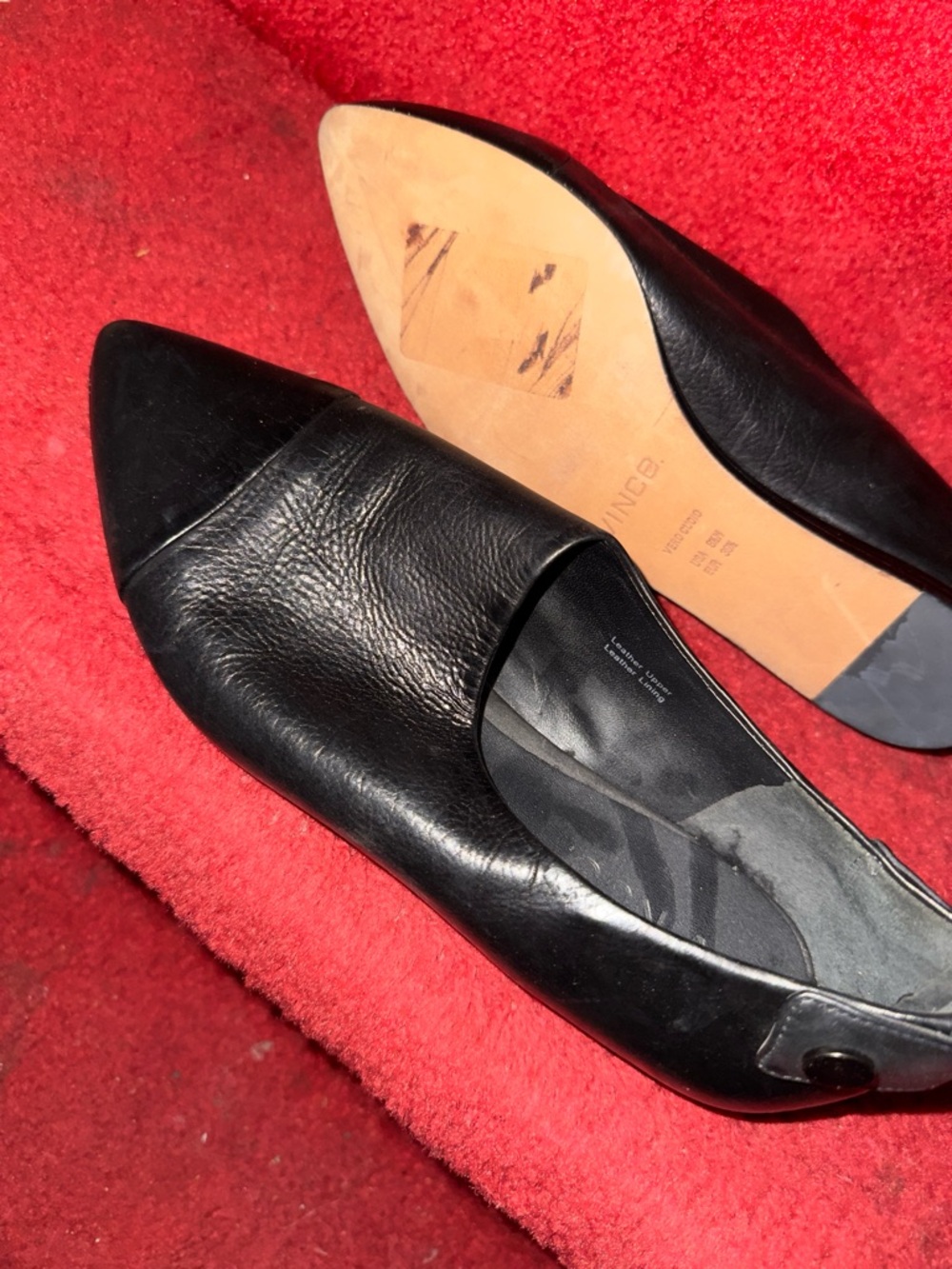 Black Pointed Leather Slip-On Shoes - Picture 2 of 5